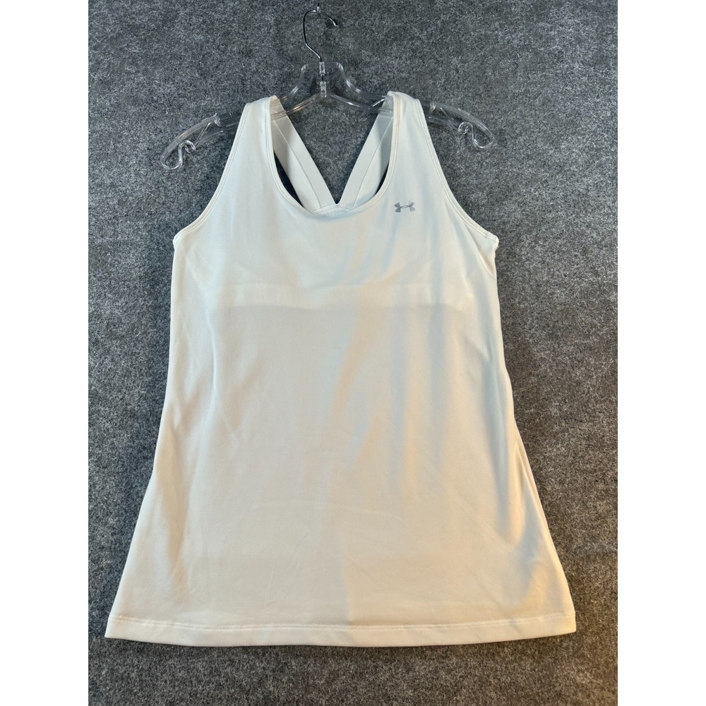 Under Armour Heatgear Y-Back Tank‎ Top Womens M White Running Active Performance
